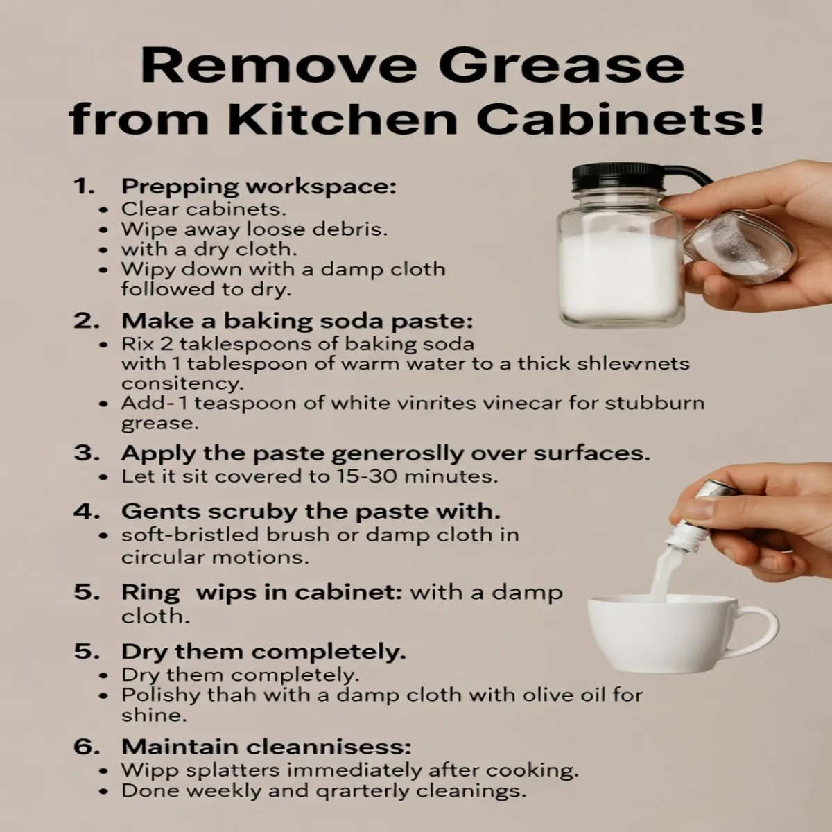 How to Remove Grease from Kitchen Cabinets with Baking Soda